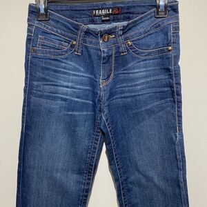 Fragile Women's Blue Zip-fly Straight Leg Cropped Denim Jeans Size 0‎